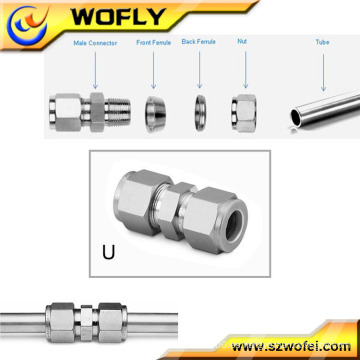 Gas Acoplamientos de swagelok del tubo de la viruta doble del acero inoxidable